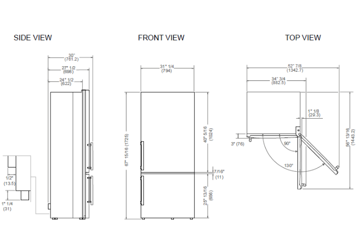 31 inch Freestanding Bottom Mount Refrigerator | Bertazzoni